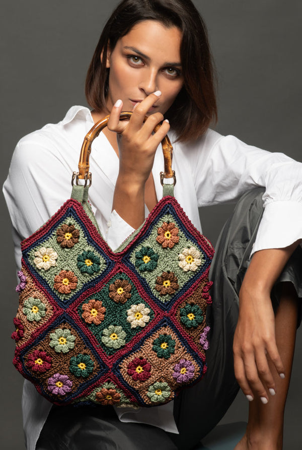 Women's Crochet Tote Bag "Giardino Fiorito"