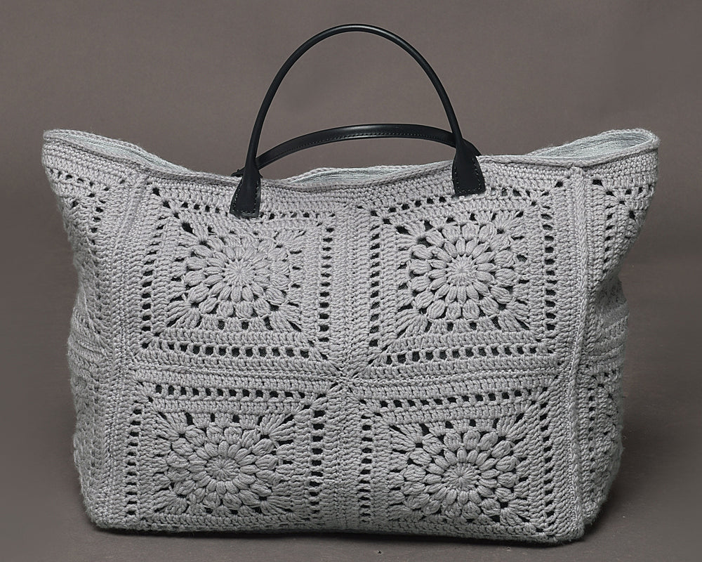 Cotton Crochet Tote Milano Grey