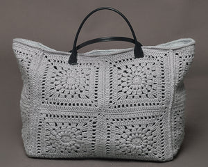 Cotton Crochet Tote Milano Grey