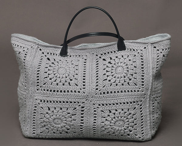 Cotton Crochet Tote Milano Grey
