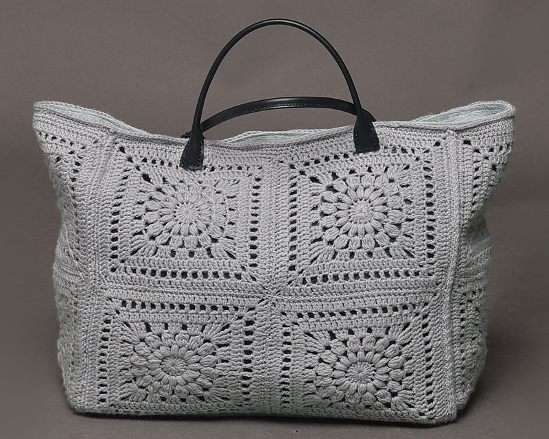 Cotton Crochet Tote Milano Grey