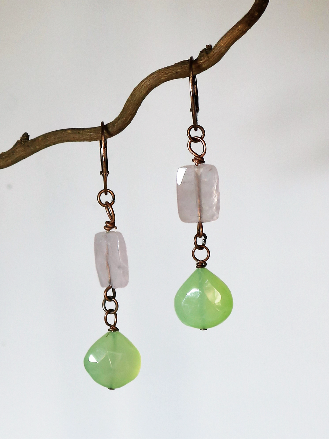 Drop Earrings “L’Air de Temps” Pink Quartz