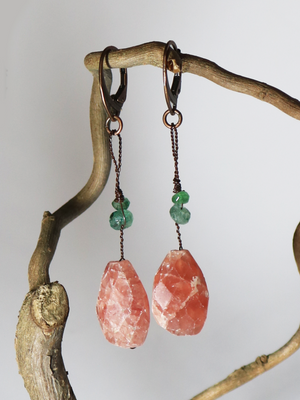Drop Earrings “La Rose” Rhodochrosite