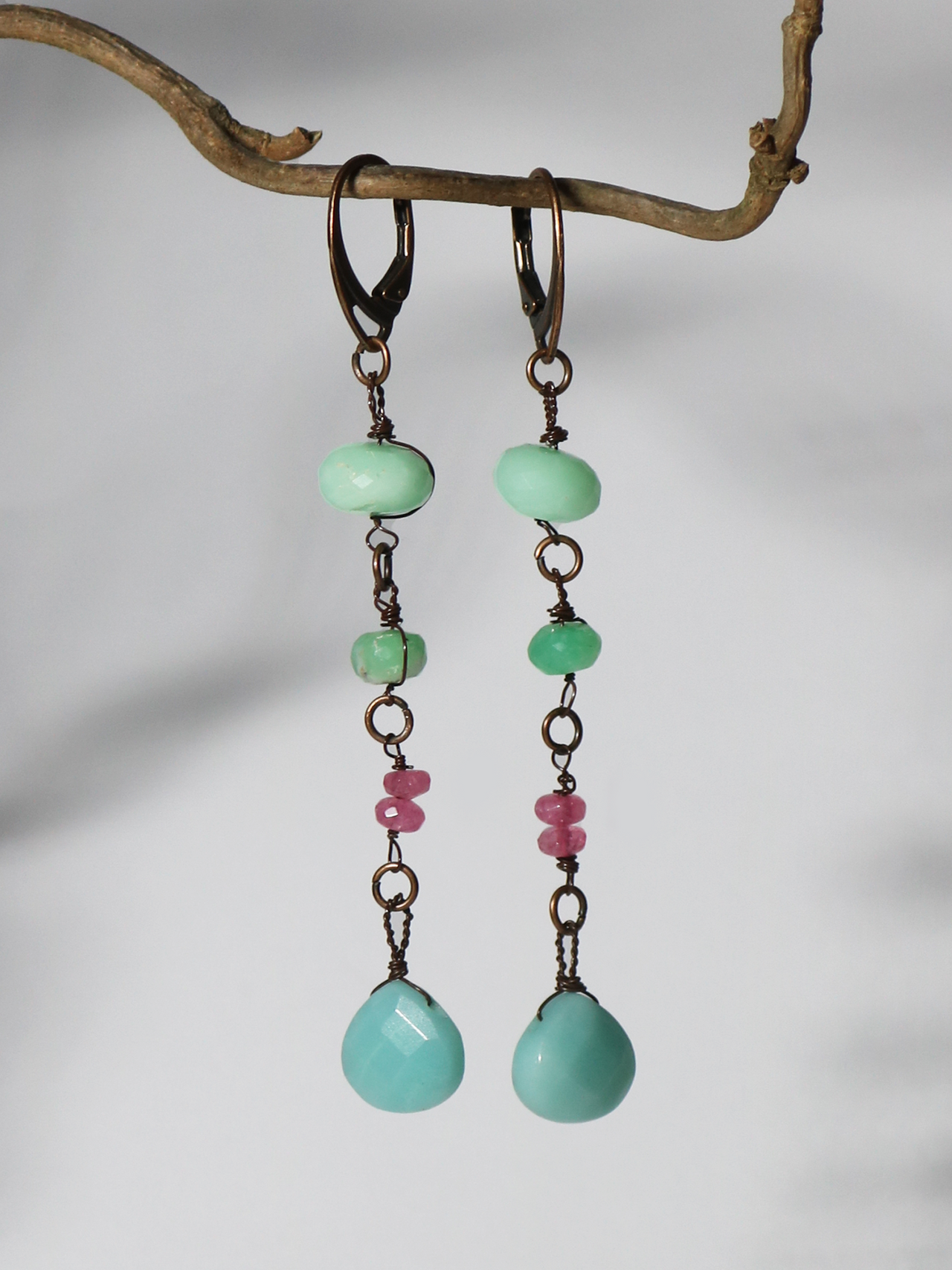 Drop Earrings “Le Silence” Chrysoprase