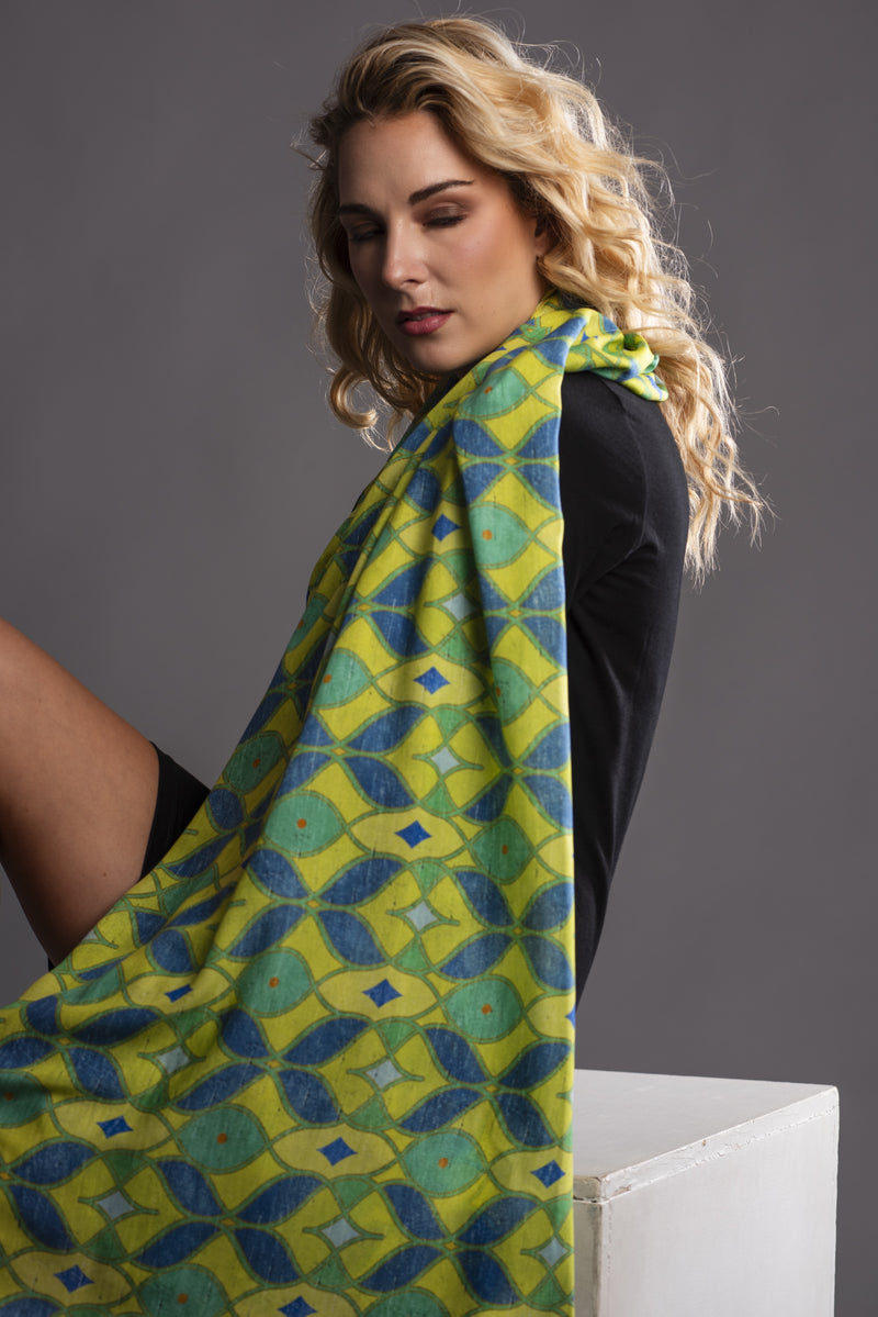 Women's Scarf "Duomo Cathedral" Blue Yellow
