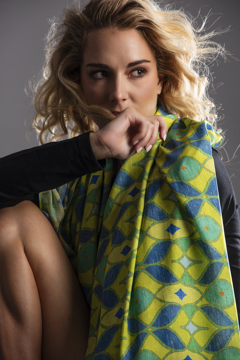 Women's Scarf "Duomo Cathedral" Blue Yellow