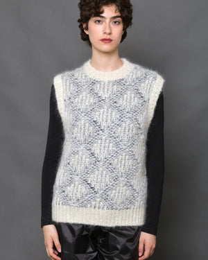 Women's Alpaca Wool Vest Diamond-Motif