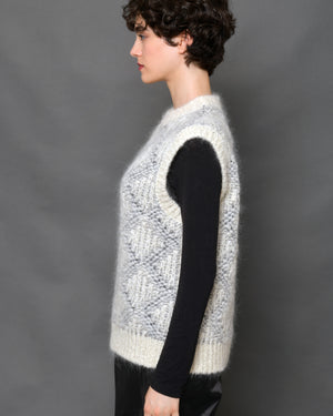 Women's Alpaca Wool Vest Diamond-Motif