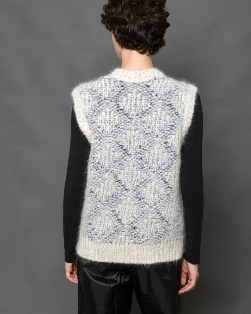 Women's Alpaca Wool Vest Diamond-Motif