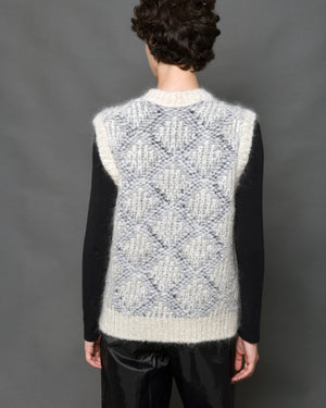 Women's Alpaca Wool Vest Diamond-Motif