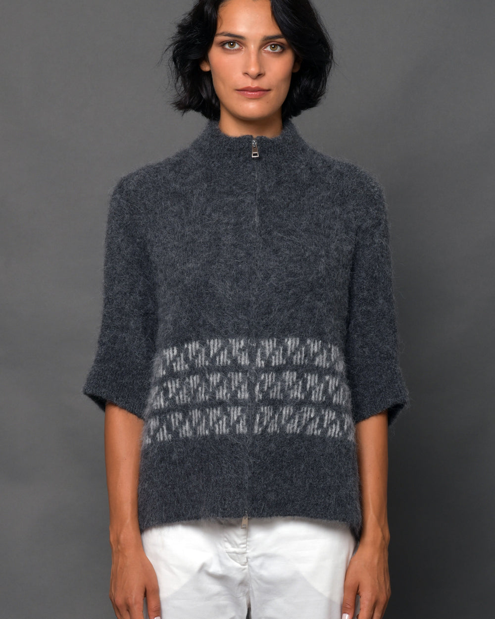 Women's Baby Alpaca Zipper Cape Sweater