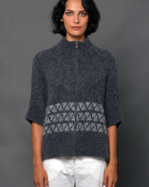 Women's Baby Alpaca Zipper Cape Sweater