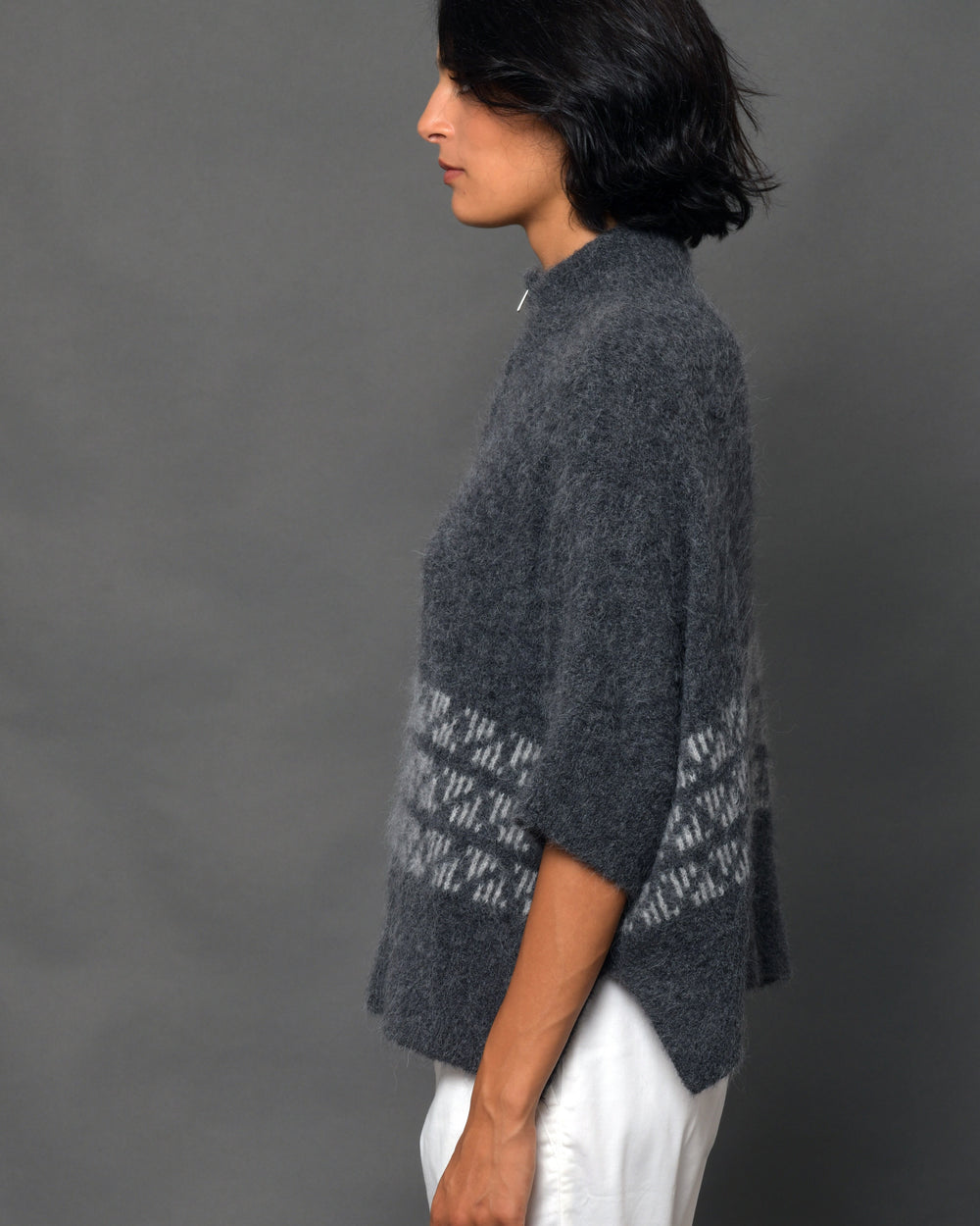 Women's Baby Alpaca Zipper Cape Sweater