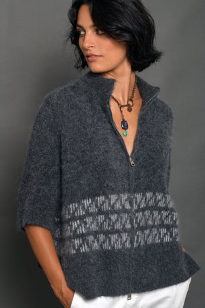 Women's Baby Alpaca Zipper Cape Sweater