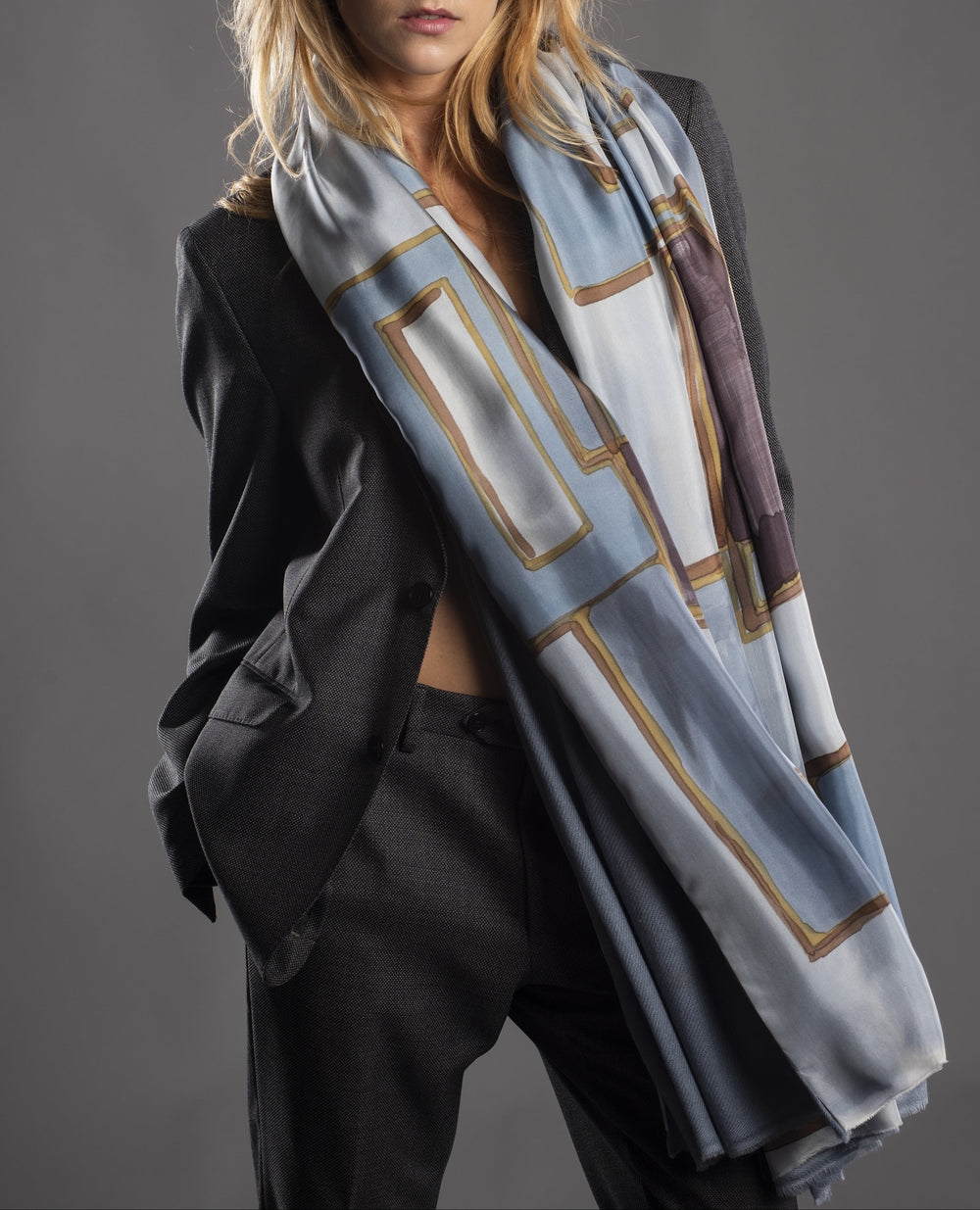 Women's Silk & Cashmere Stole “Le Finestre Sul Mare”