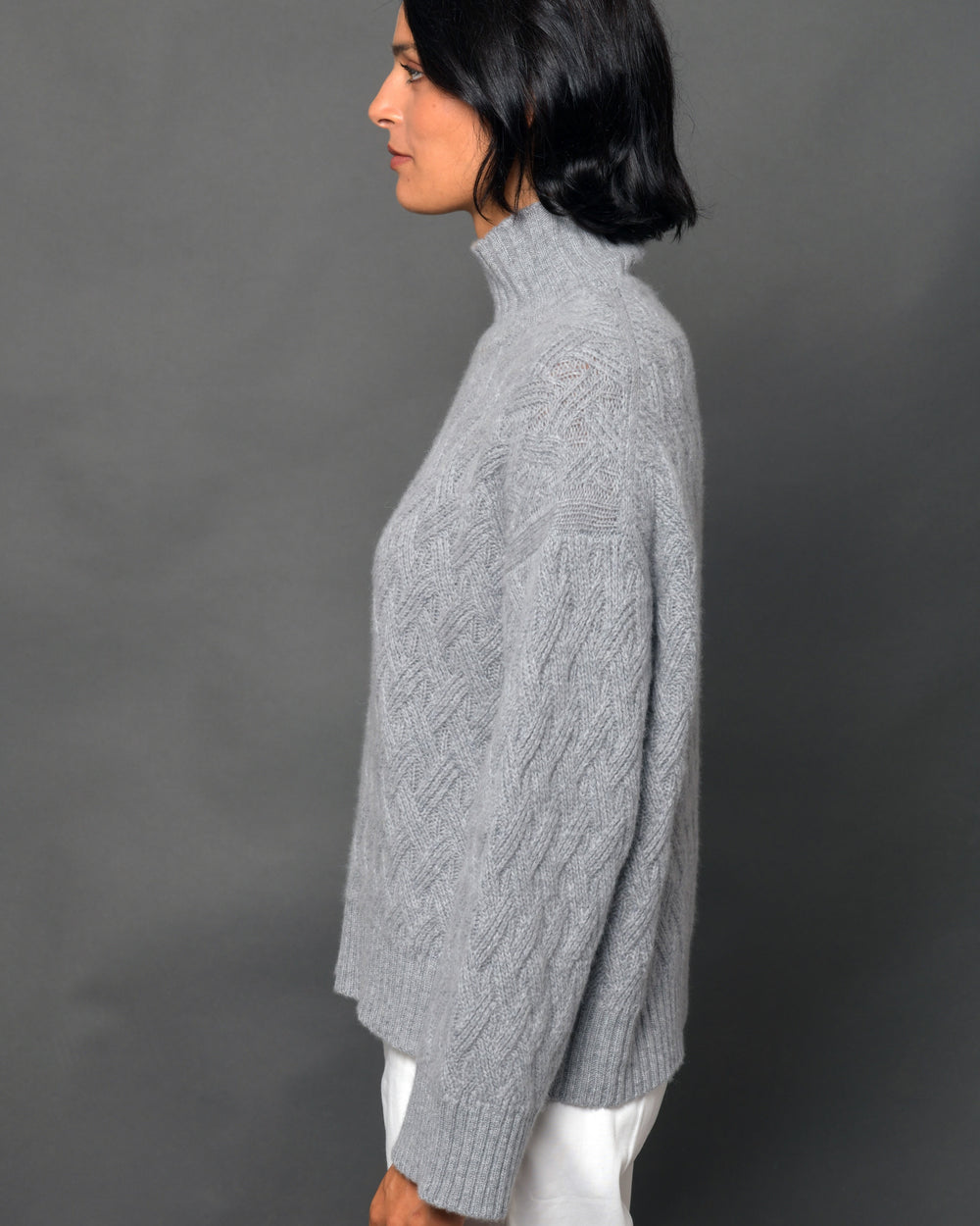 Women's Cashmere Mock Turtleneck Sweater "Milano" Grey