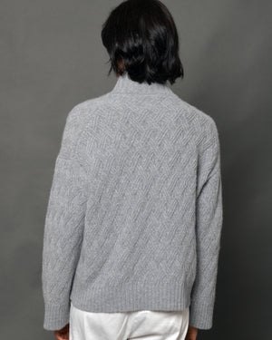 Women's Cashmere Mock Turtleneck Sweater "Milano" Grey