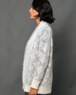 Women's Baby Alpaca Wool  Cardigan Diamond-Motif