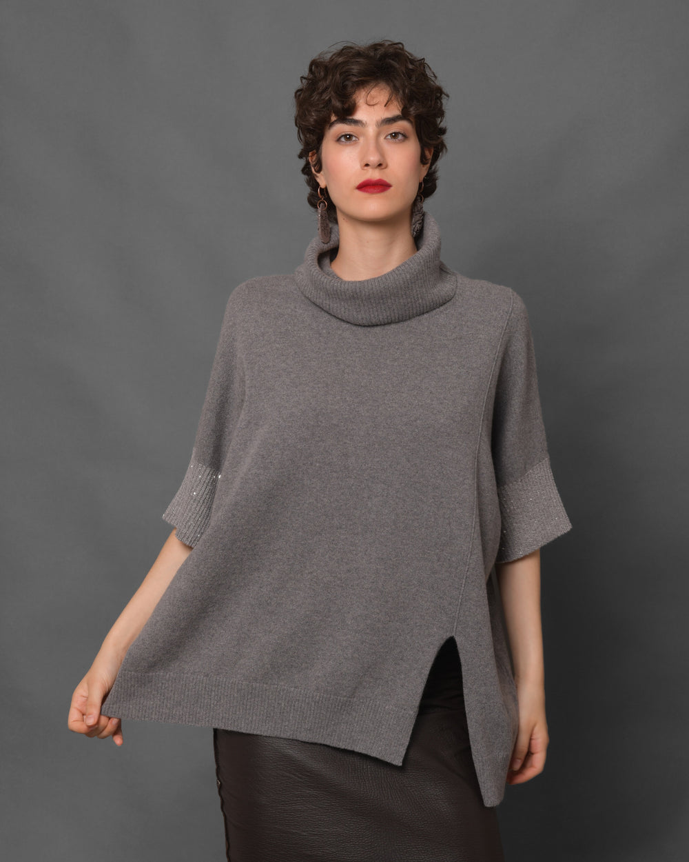 Women's Cashmere Cape Sweater Sequins