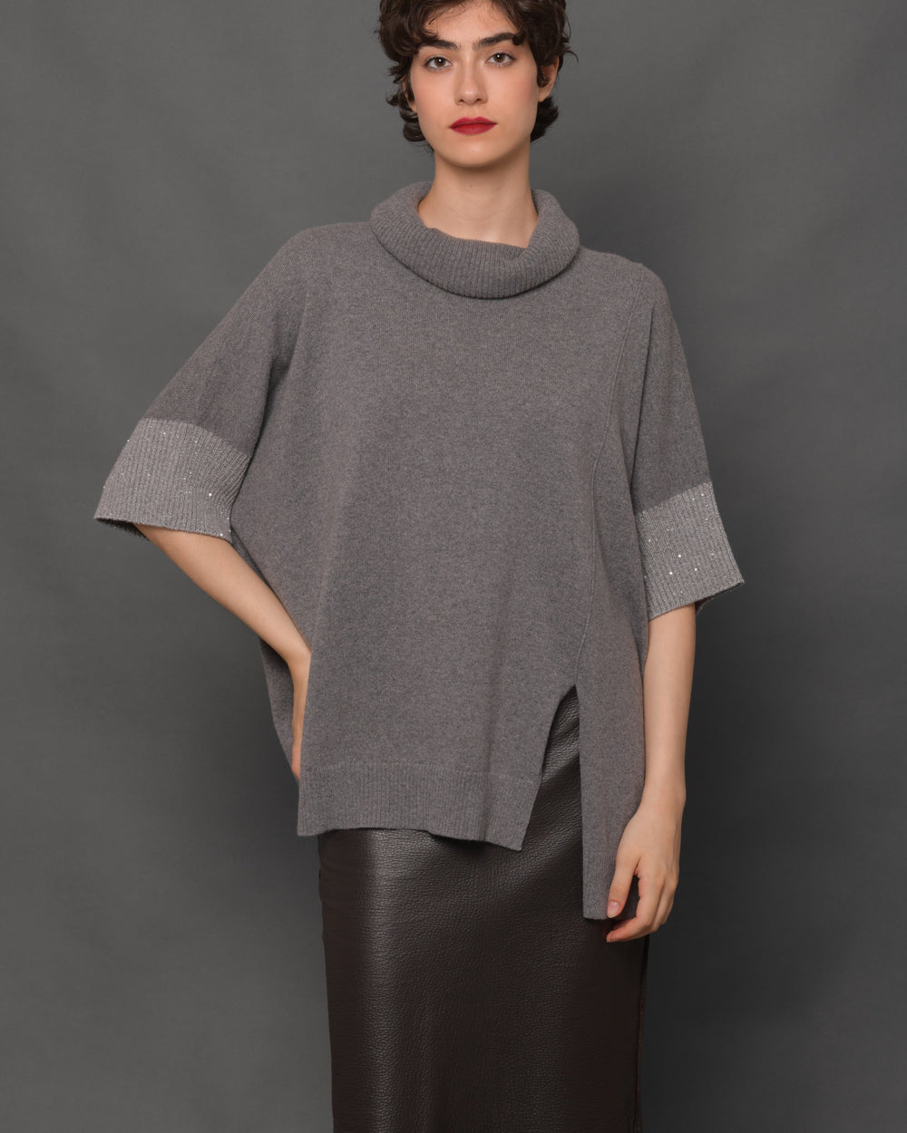 Women's Cashmere Cape Sweater Sequins