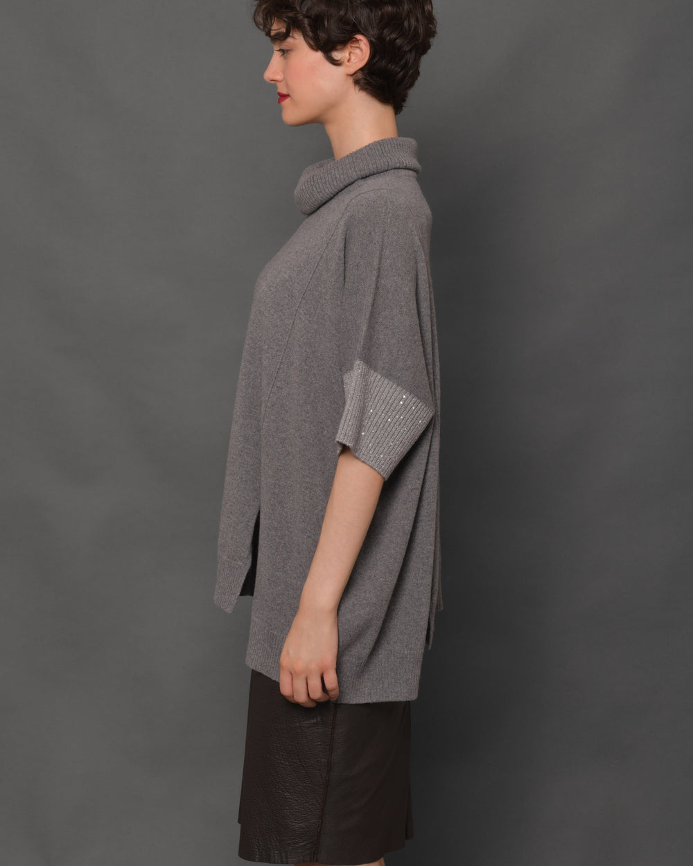 Women's Cashmere Cape Sweater Sequins