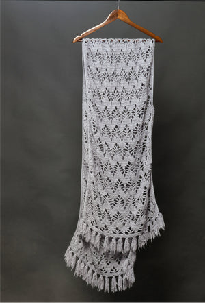 Women's Cashmere Crochet Stole "Milano Grey"
