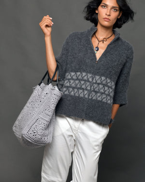Women's Cashmere Crochet Tote Bag "Milano Grey"