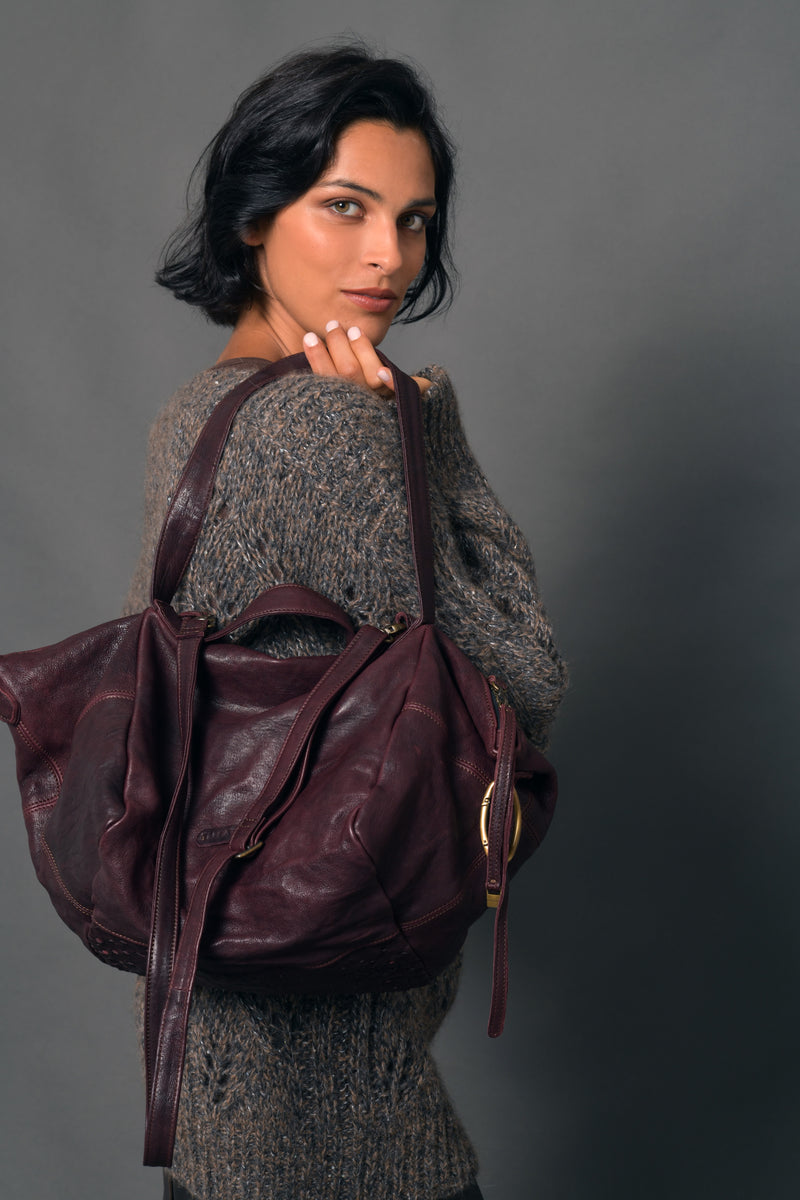 Women's Leather Tote “Mina” Granata