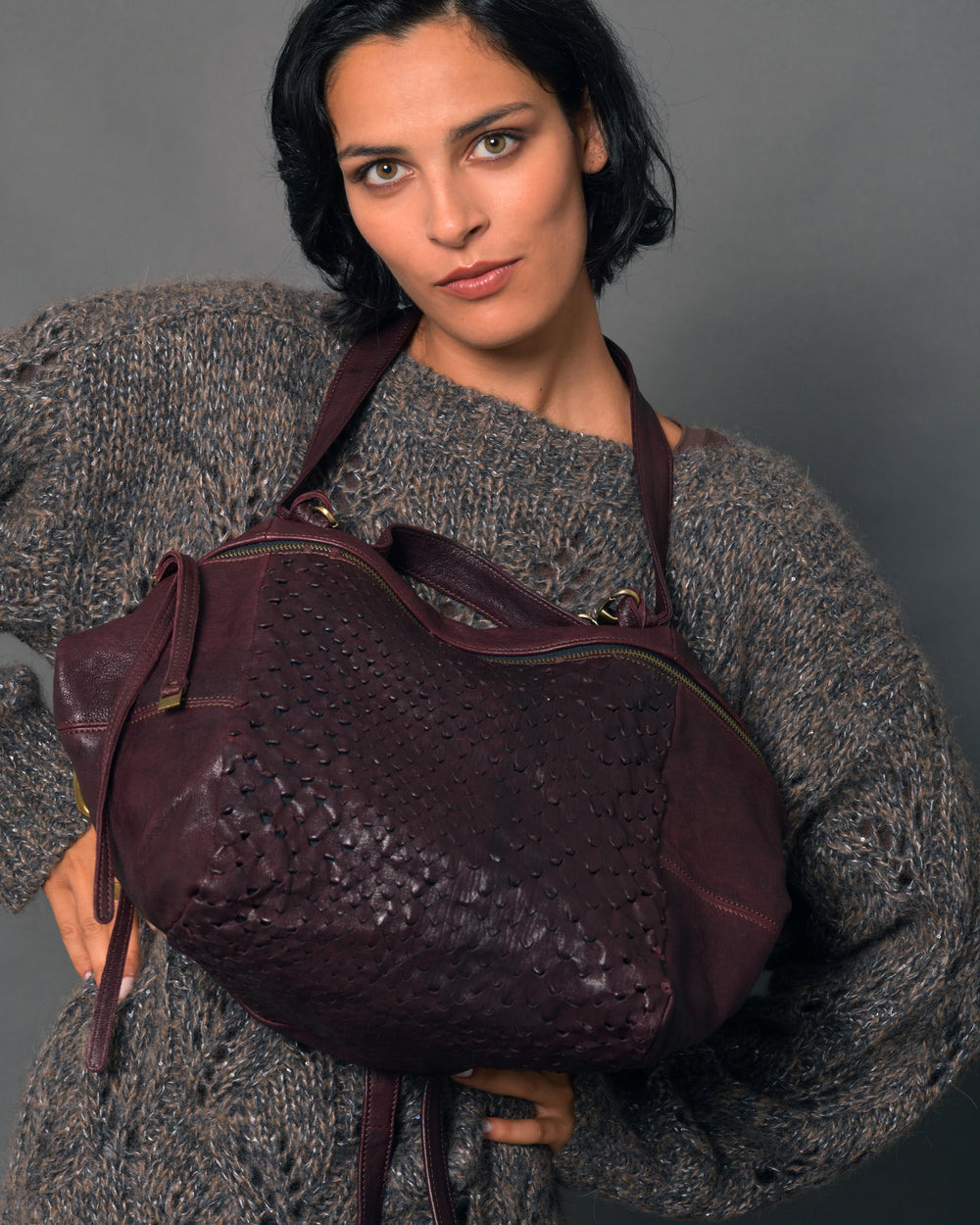 Women's Leather Tote “Mina” Granata