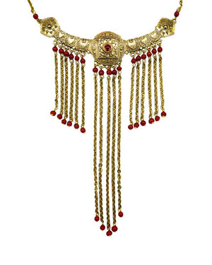 Pendant Necklace Red Beads