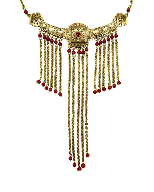 Pendant Necklace Red Beads