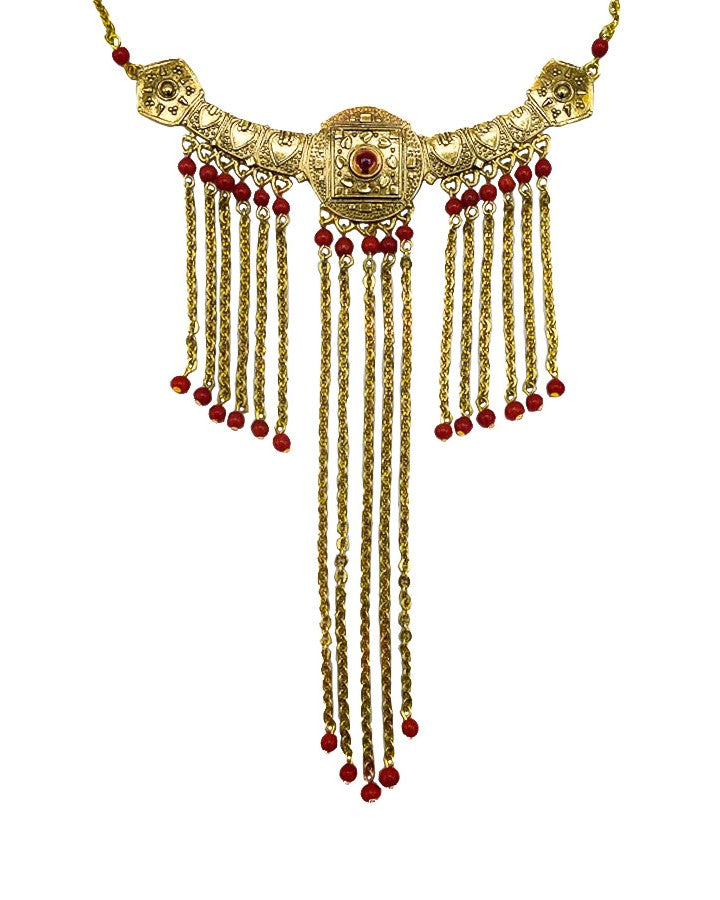 Pendant Necklace Red Beads