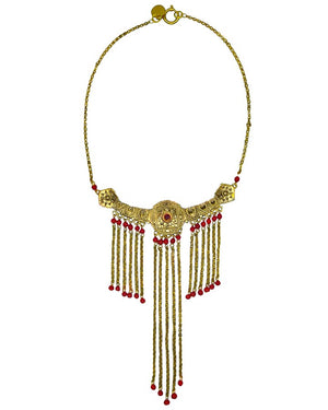 Pendant Necklace Red Beads