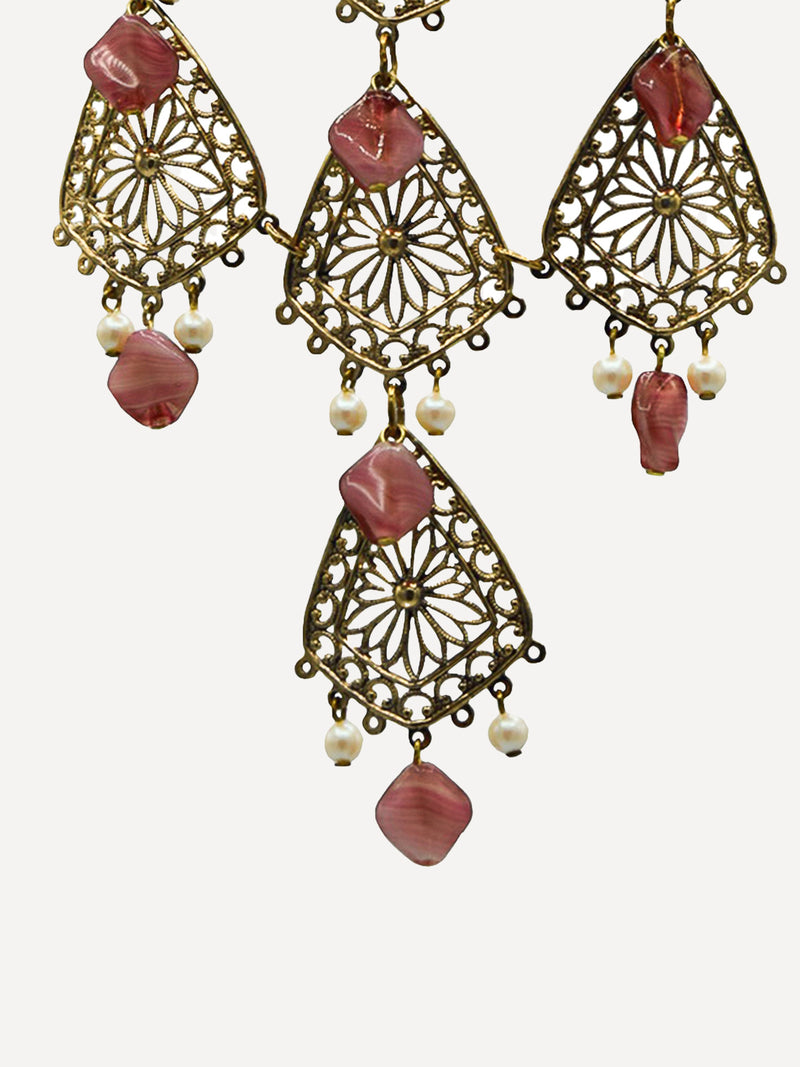 Necklace Rose Pink Beads