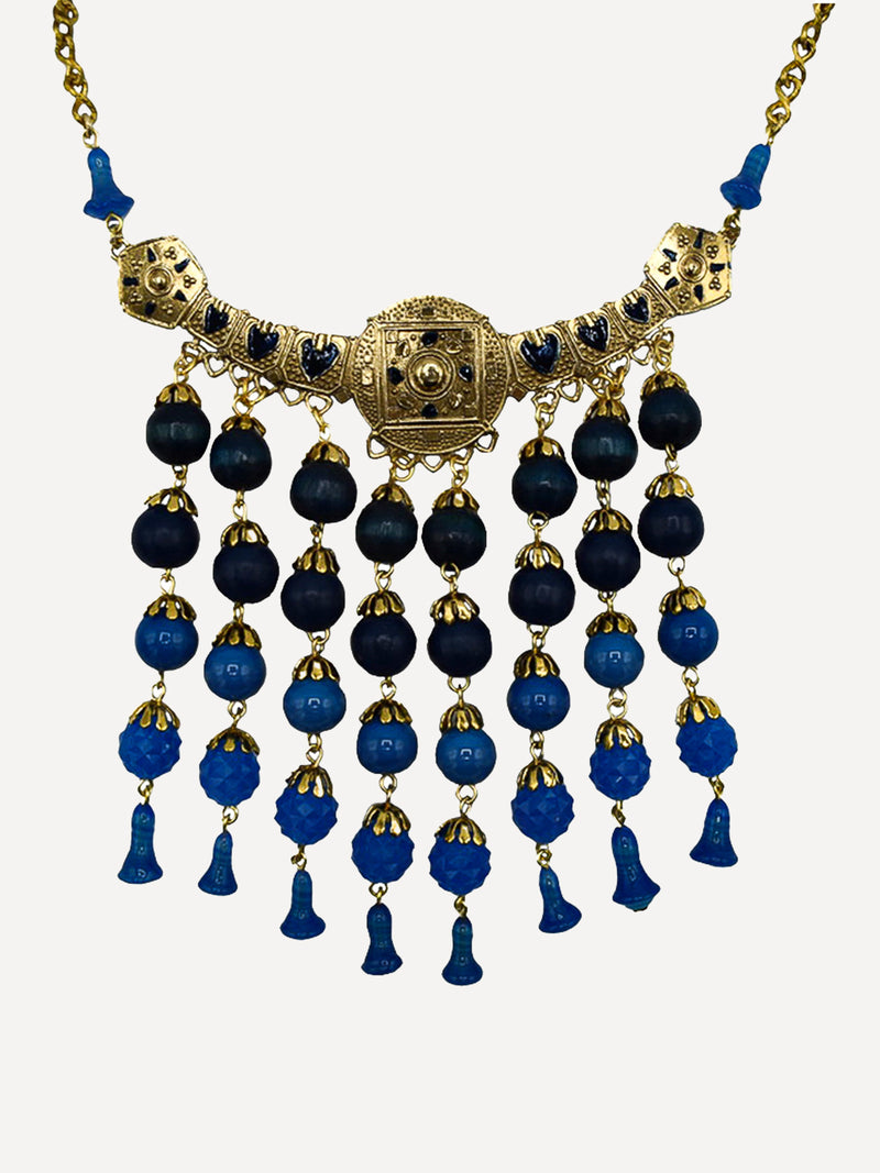 Pendant Necklace Blue Beads