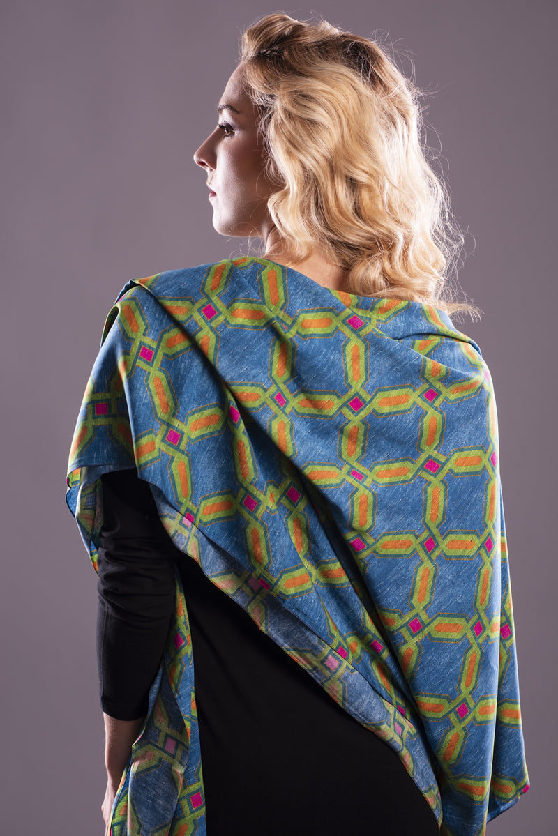 Women's Scarf "Octagonal Gallery" Blue