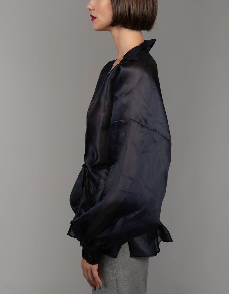 Organza Silk Blouse Midnight Blue
