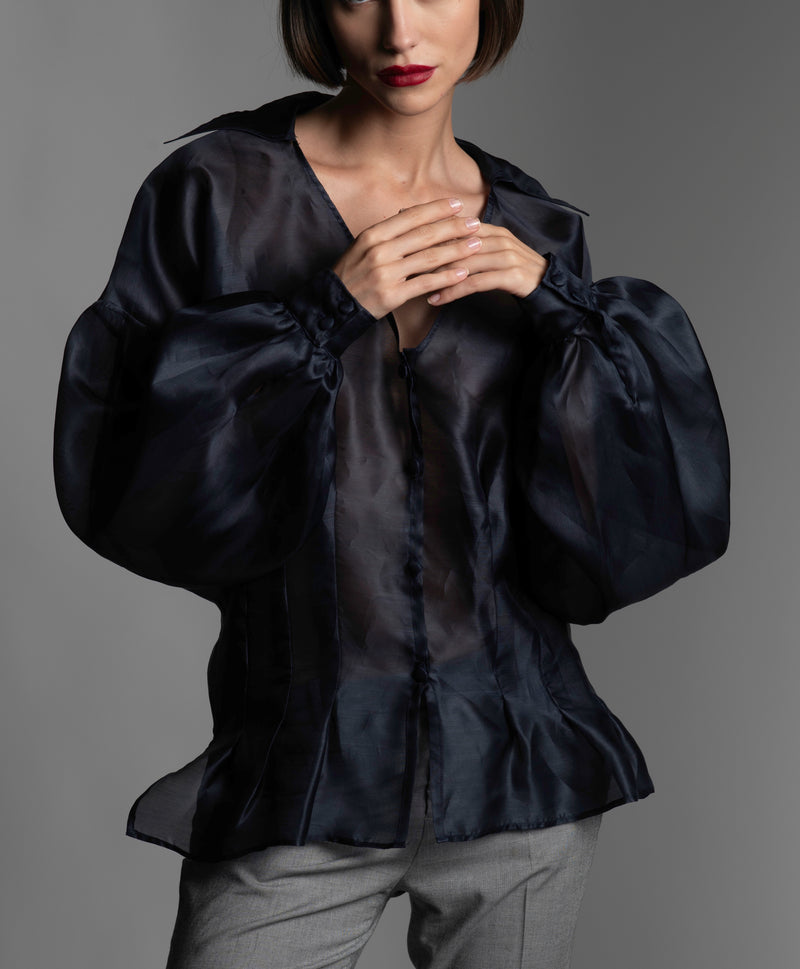 Organza Silk Blouse Midnight Blue