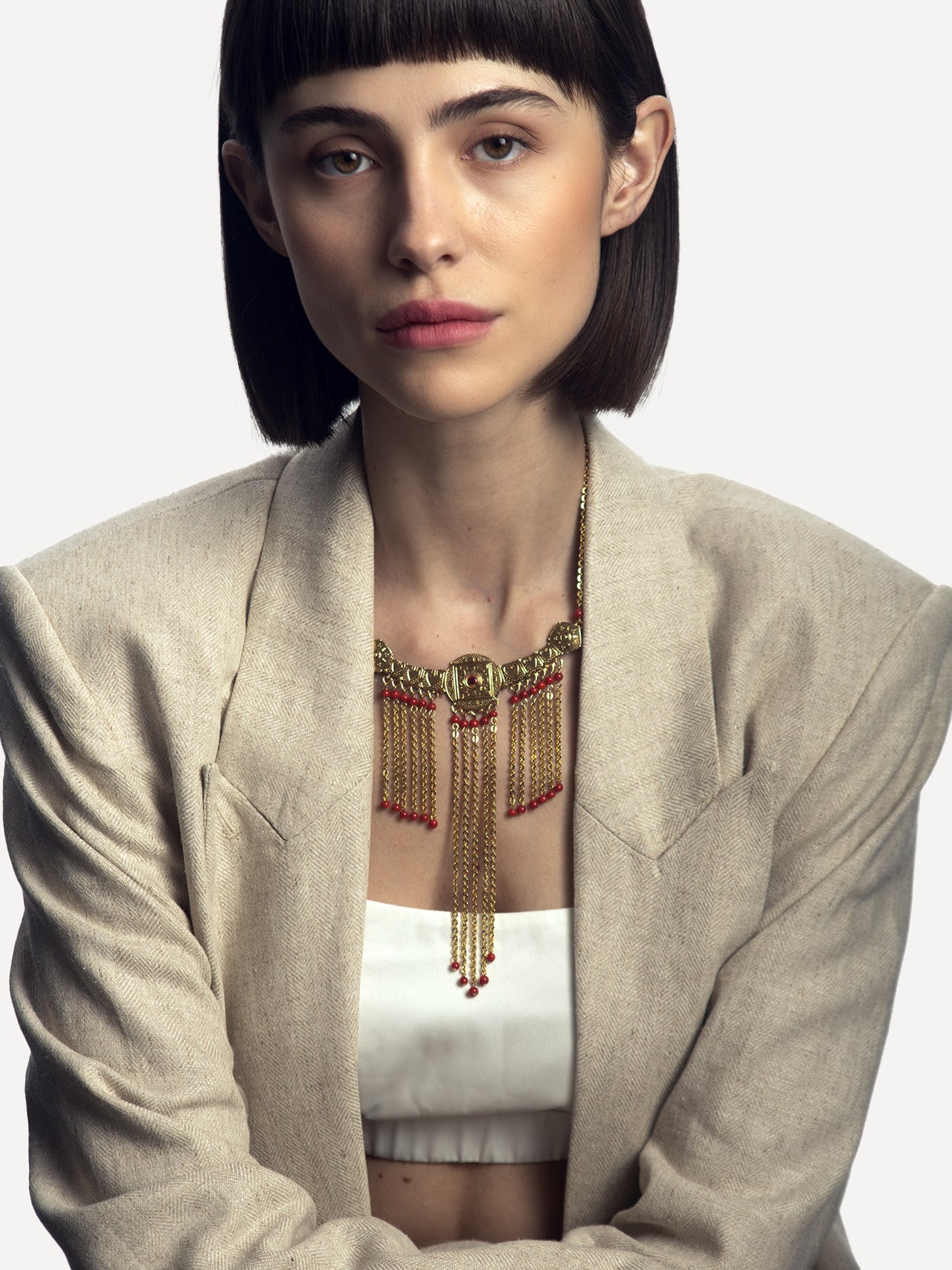 Pendant Necklace Red Beads