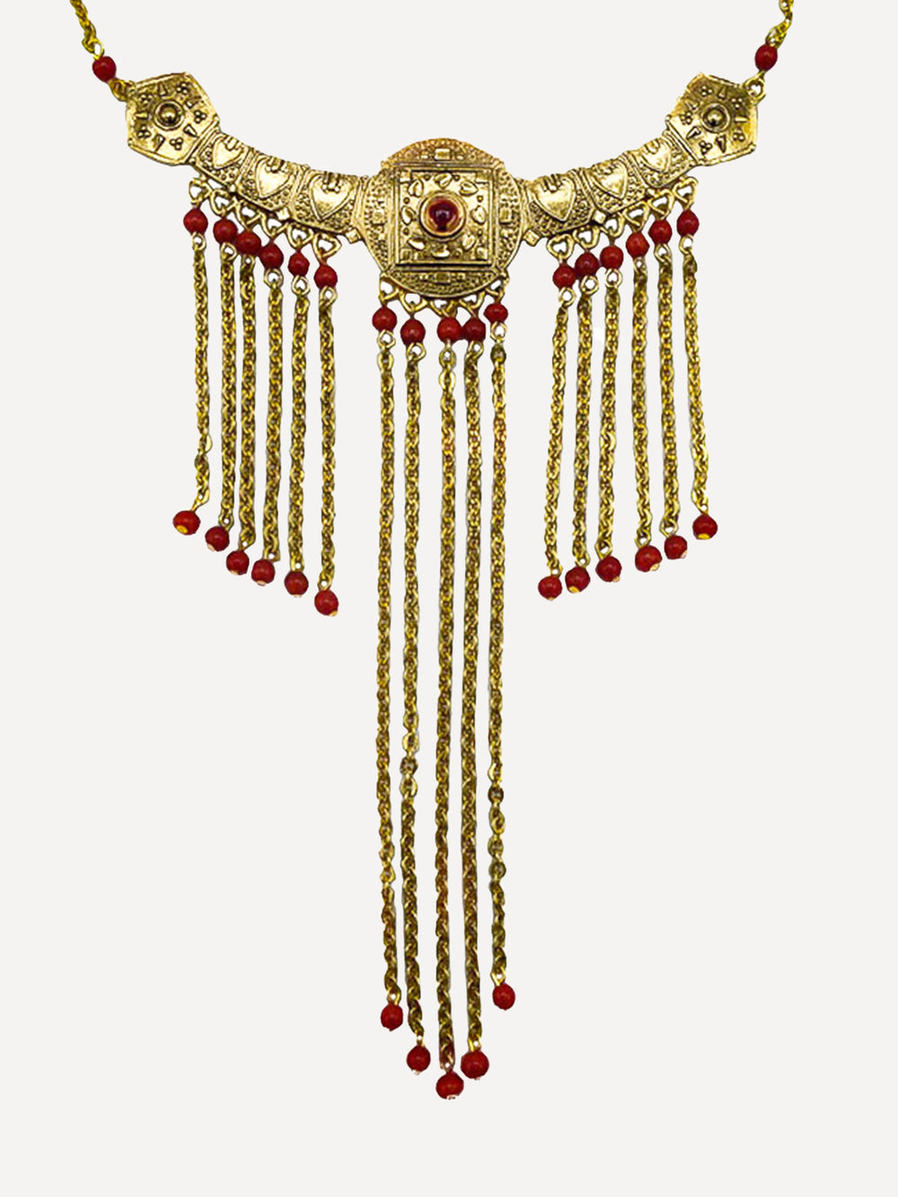 Pendant Necklace Red Beads