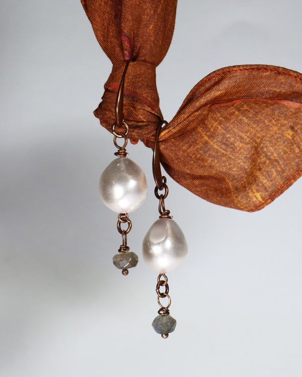 Drop Earrings "Snow White" River Pearls