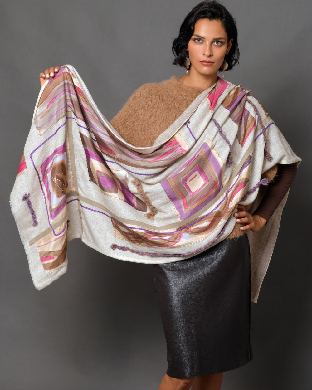 Women's Silk & Cashmere Shawl "La Pietra Barocca di Lecce"