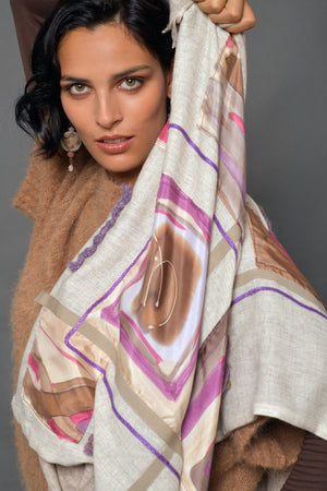 Women's Silk & Cashmere Shawl "La Pietra Barocca di Lecce"