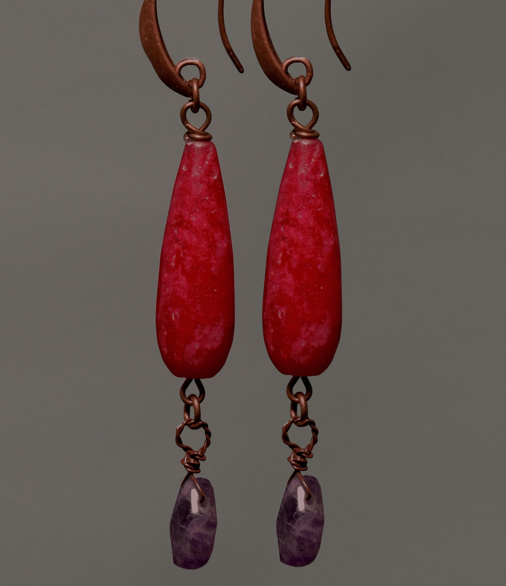 Women's Drop Earrings “Red Candle”