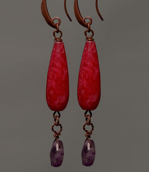 Women's Drop Earrings “Red Candle”