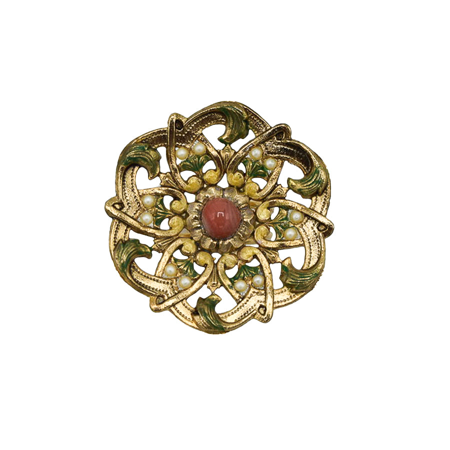 Ring Cabochon Leaf-Motif