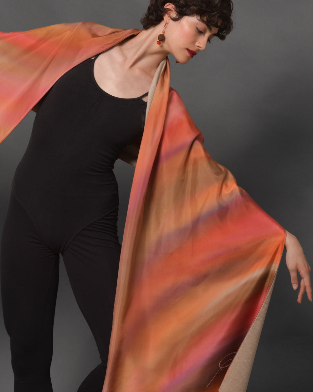 Women's Silk & Cashmere Stole "Romantic Foliage”