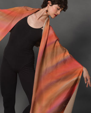 Women's Silk & Cashmere Stole "Romantic Foliage”