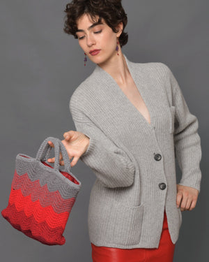 Women's Cotton Crochet Mini Bag "Milano Grey Rubino"