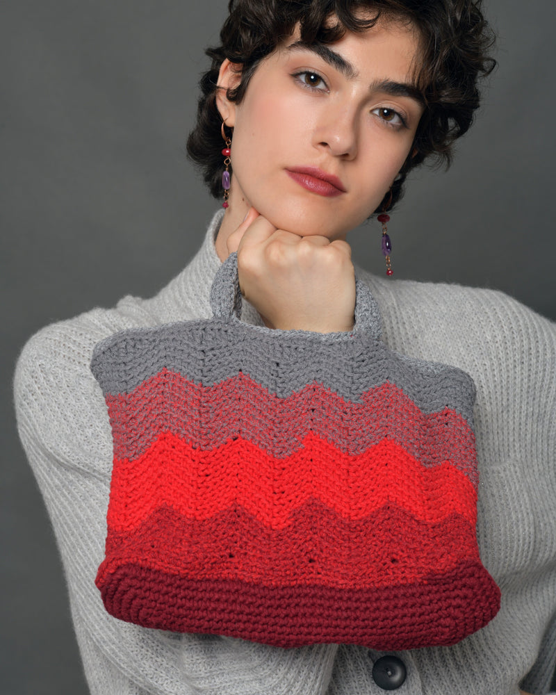 Women's Cotton Crochet Mini Bag "Milano Grey Rubino"